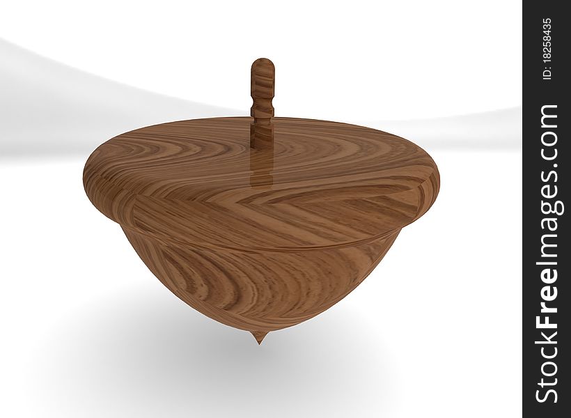 Wood spin top, 3d model isolated. Wood spin top, 3d model isolated