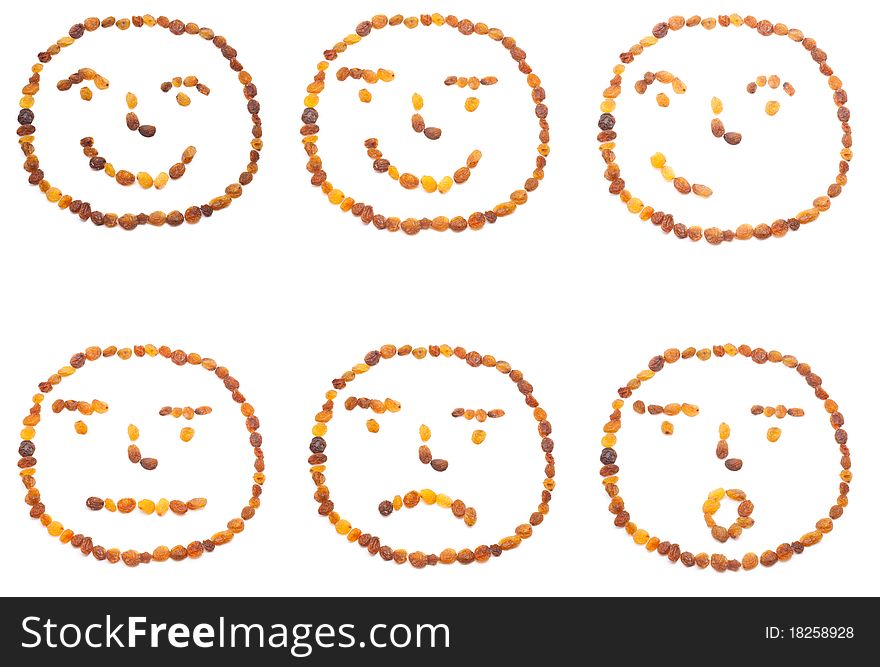 Cute smile faces made by raisins