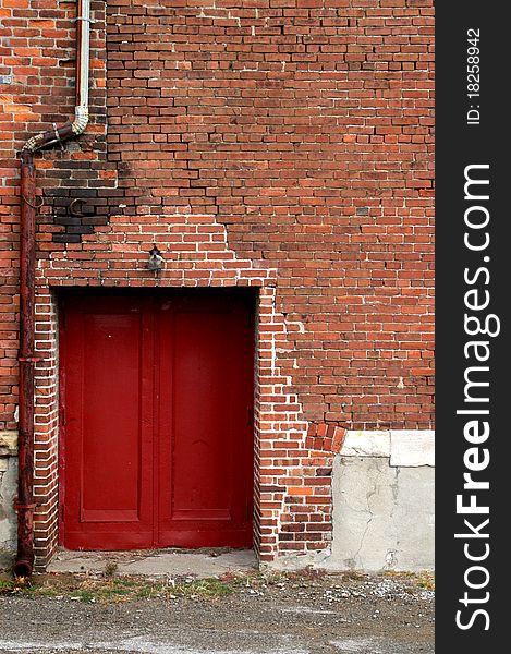 Offset image of red industrial doors. Offset image of red industrial doors