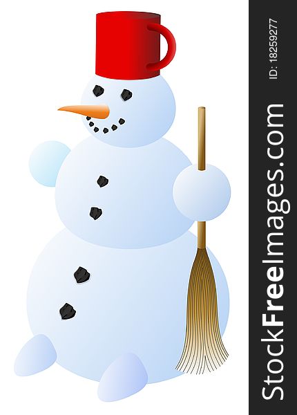 Snowman with red pot and whisk