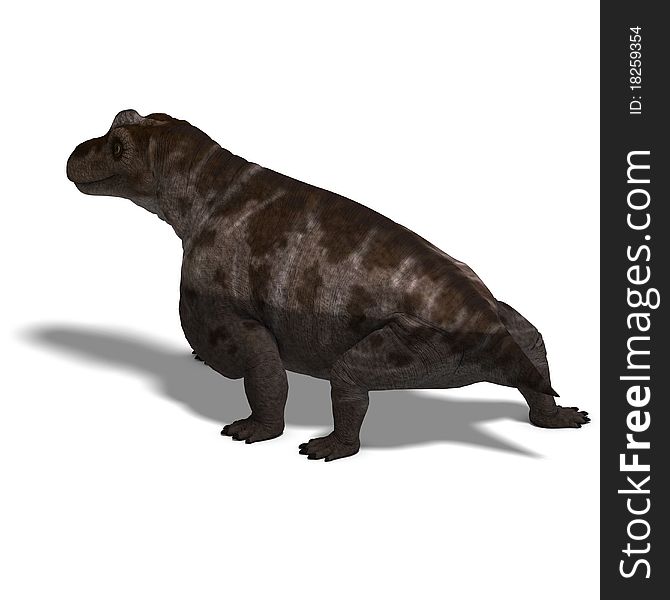 Dinosaur Keratocephalus. 3D rendering with clipping path and shadow over white