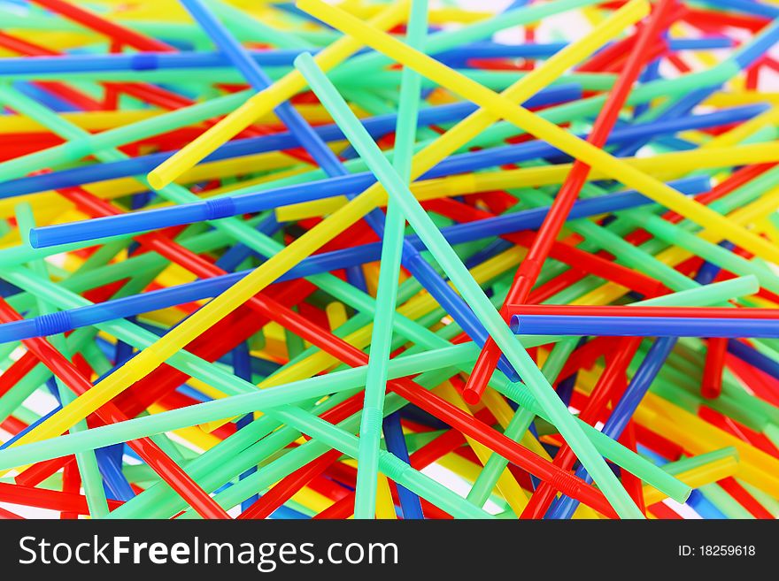 Colorful drinking straws. Focus on foreground