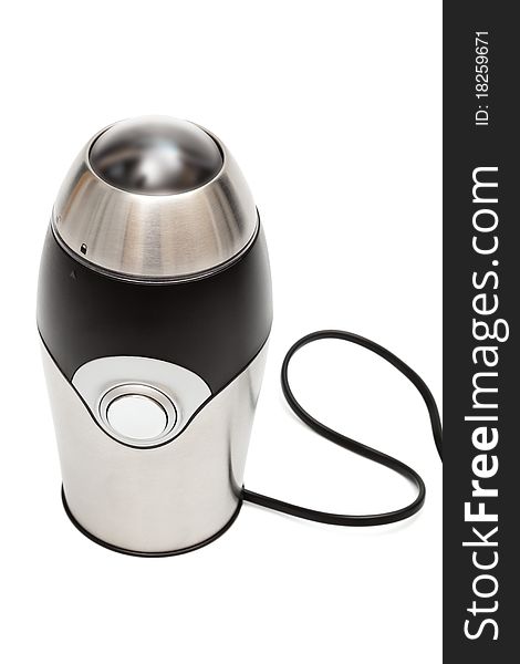 New modern electric coffee grinder white background