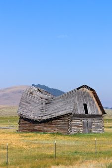 Old Barn With Sagging Roof Stock Image
