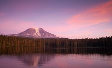 Mount Adams Sunset Alpine Lake Stock Photos