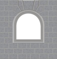 Semicircular Window In Stone Wall Royalty Free Stock Image