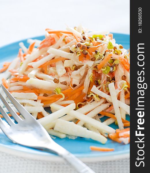 Healthy vegetables salad from cabbage and carrot. Healthy vegetables salad from cabbage and carrot