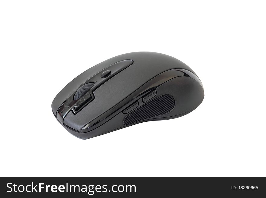 Isolated picture of a black wireless mouse