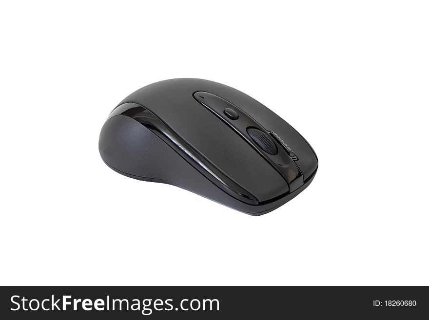 Isolated picture of a wireless black mouse