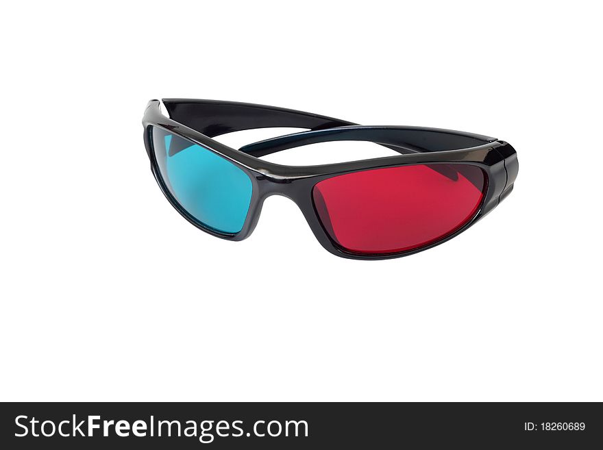 Picture or isolated red cyan glasses