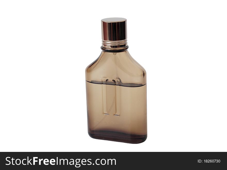 Picture of a transparent brown perfume bottle