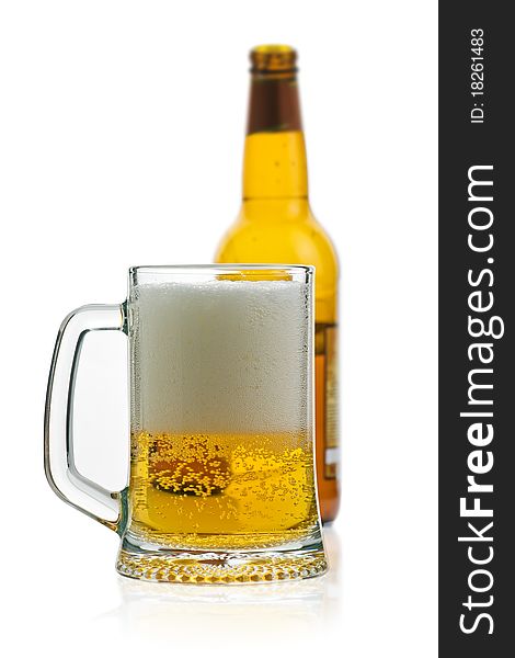 Glass of beer isolated on white