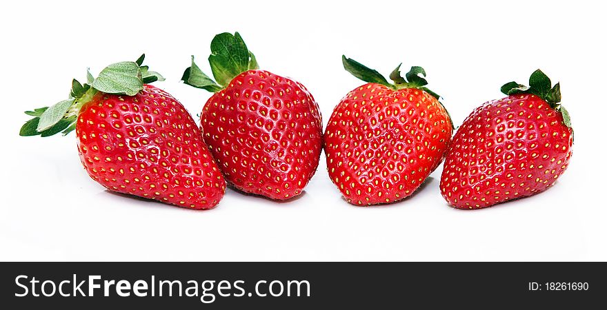 Isolated fruits - Strawberries on white background.