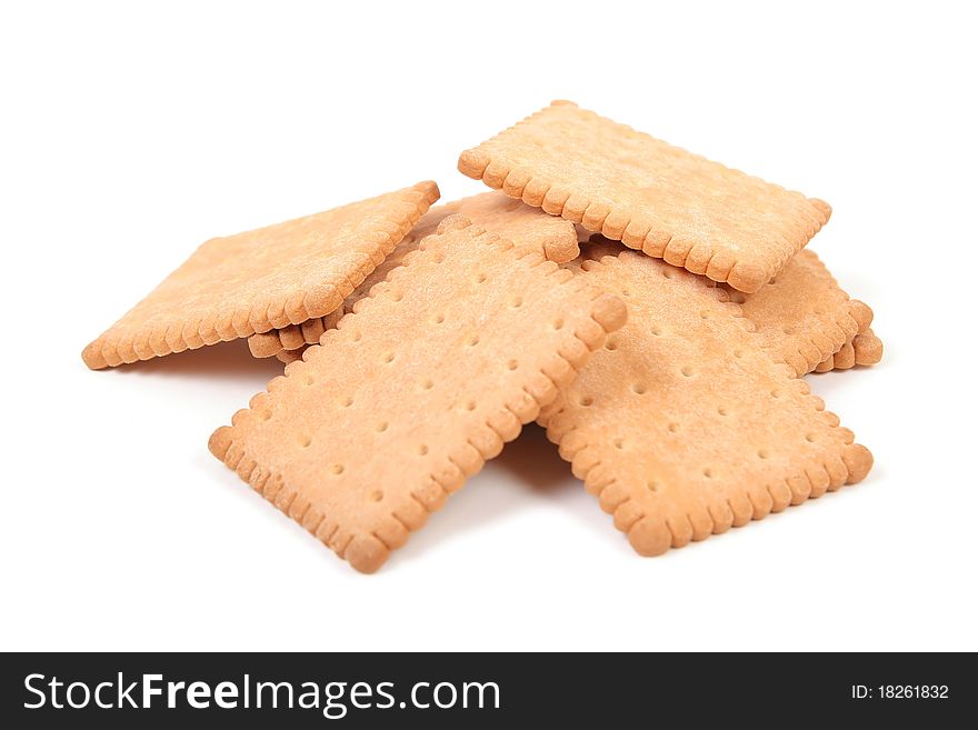 Pile of biscuits on white background