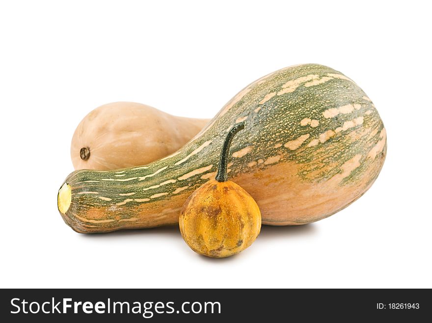 Three different pumpkin isolated on white