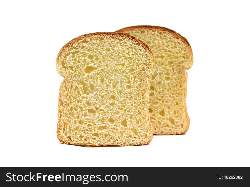 Piece of bread isolated on white