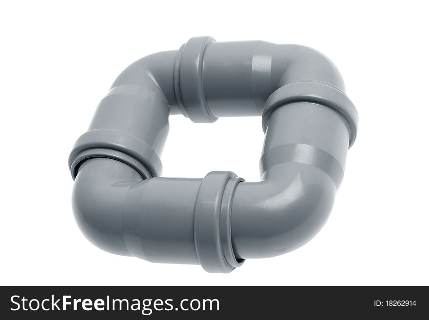 Four plastic pipes composition on a white background