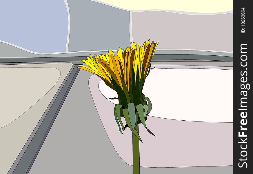 Illustration of a lonely dandelion.