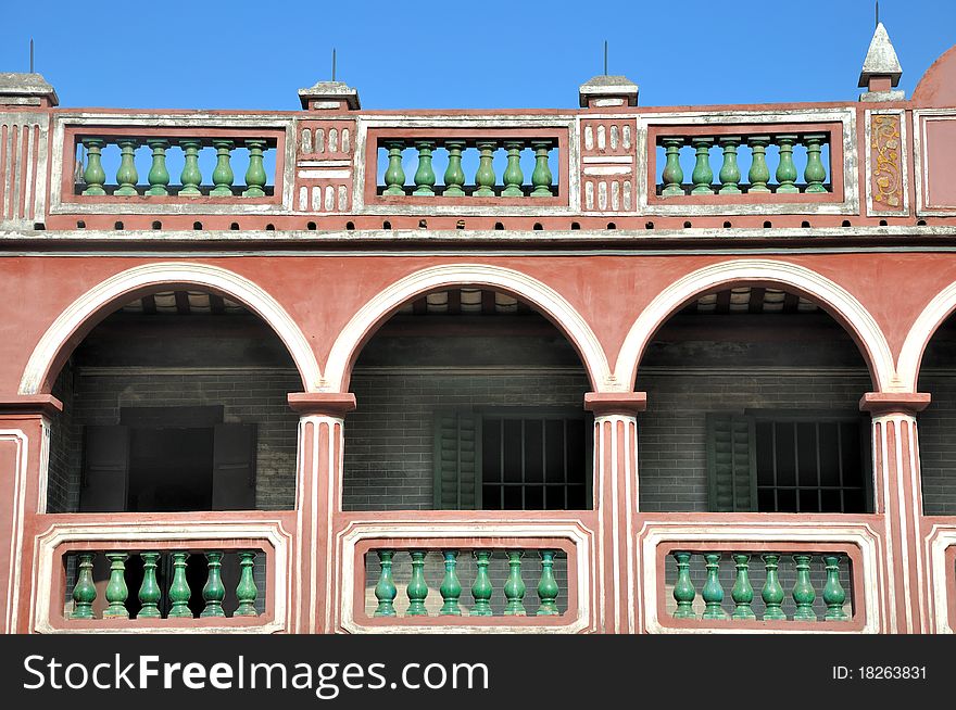 Decoration and handrail on top, and archiform design of house, in Southern of China, which have hundreds of years history. Decoration and handrail on top, and archiform design of house, in Southern of China, which have hundreds of years history.