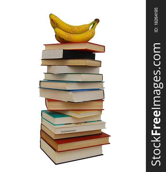 Stack of books hard cover food isolated