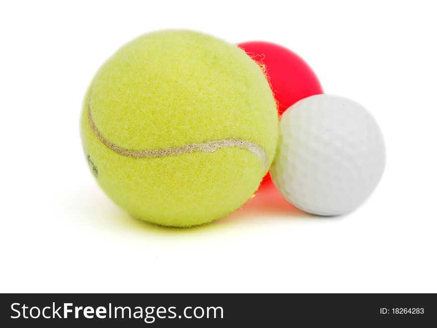 Yellow tennis ball isolated on white