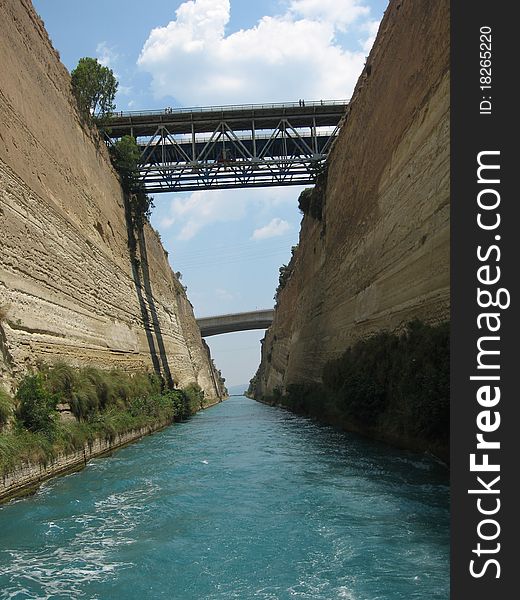 The famous Corinth Canal in Corinthos, Greece. The famous Corinth Canal in Corinthos, Greece.