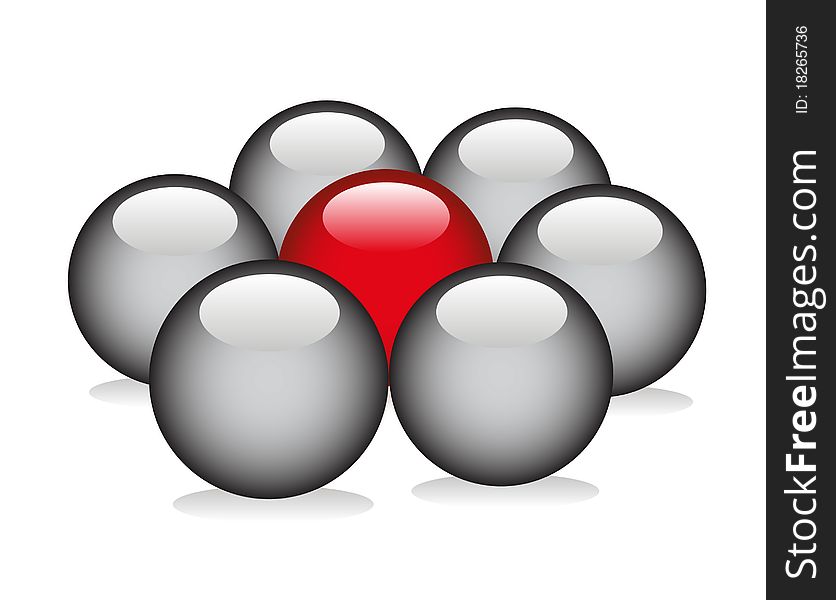 Red ball in silver it's mean innovation symbol. Red ball in silver it's mean innovation symbol