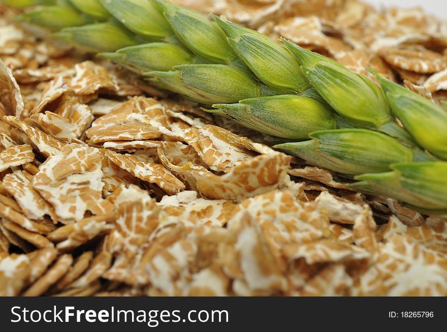 Wheat Flakes And Ear of Wheat