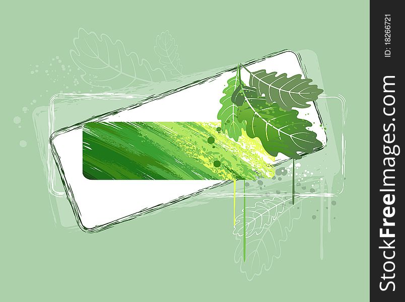 Green Banner With Oak Leaves