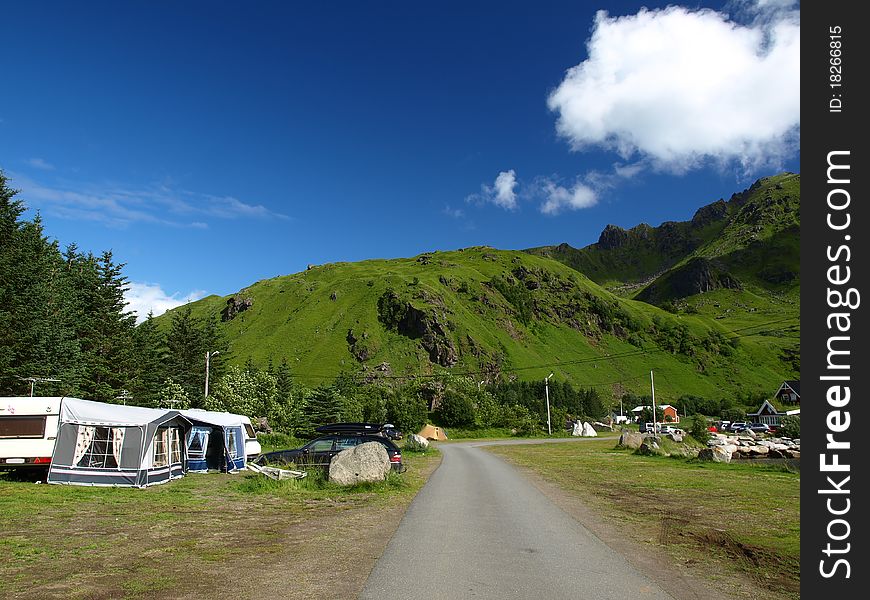 Camping place ,Lofoten Islands in Norway