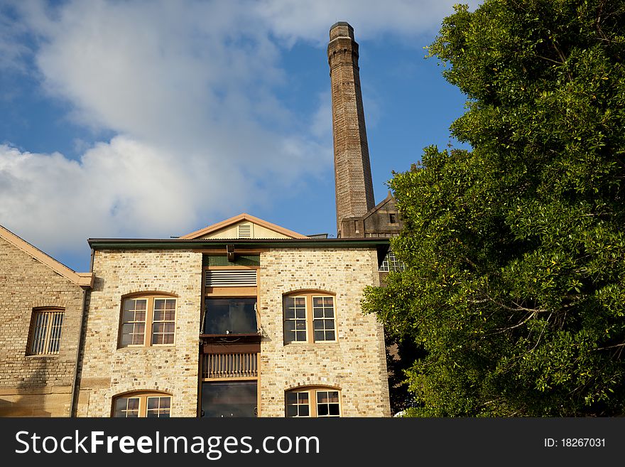 Historic buildings and smoke stack, The Rocks, Sydney, Australia. Historic buildings and smoke stack, The Rocks, Sydney, Australia.