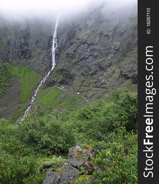 Landscape with Trollstigen in Norway