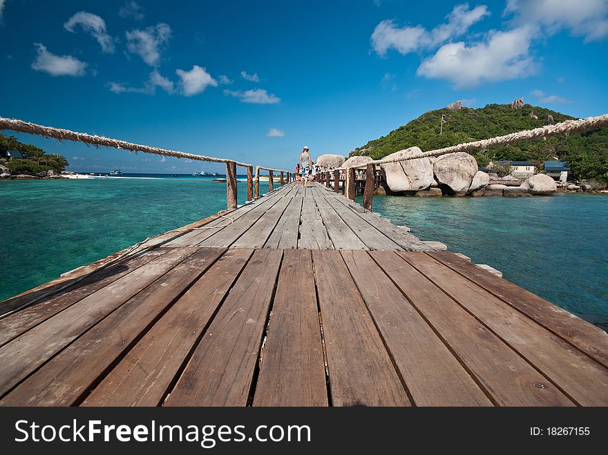 Bridge to the island very nice blue sky