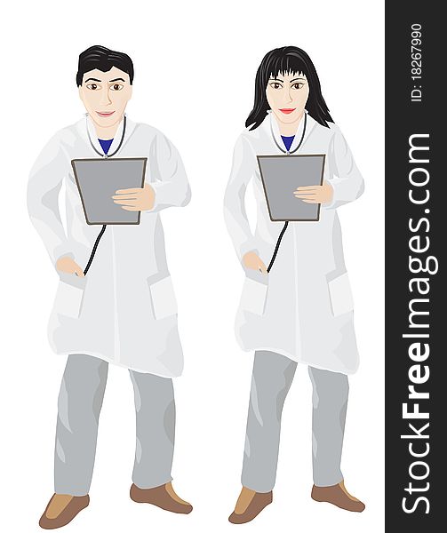 Male and female doctor visiting