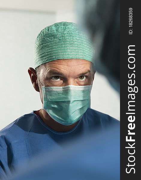 Portrait Of A Male Surgeon At Work