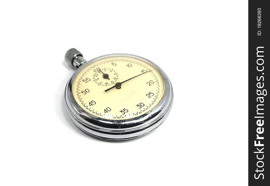 Old stopwatch on a white background