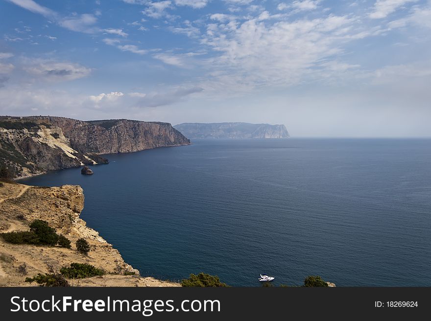 Fiolent cape in Ukraine, Crimea with steep precipice