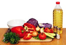 Sunflower Seed Oil And Vegetables For Salad Stock Image Sunflower Seed Oil And Vegetables For Salad Stock Image