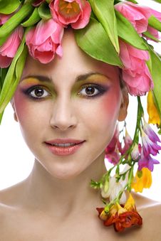 Beauty Woman Portrait With Wreath Stock Photos Beauty Woman Portrait With Wreath Stock Photos