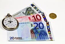 Euro Banknotes And Watch Royalty Free Stock Photos Euro Banknotes And Watch Royalty Free Stock Photos