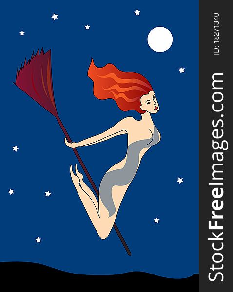 Vector illustration of a witch. Vector illustration of a witch