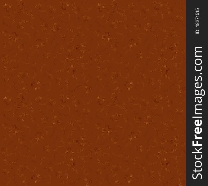 Seamless brown texture with hearts. Seamless brown texture with hearts