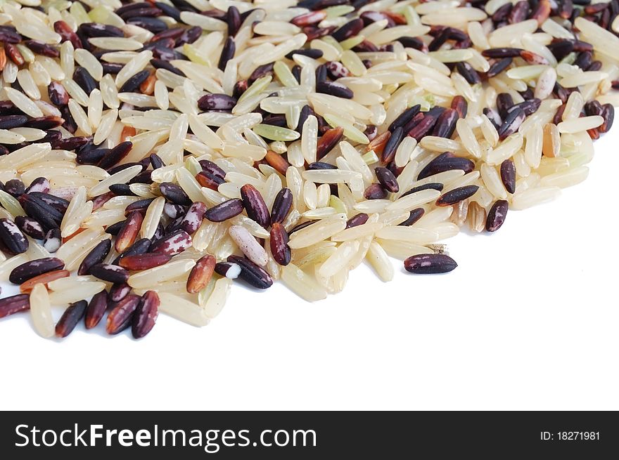 Mixed rice grain, black and brown. Mixed rice grain, black and brown