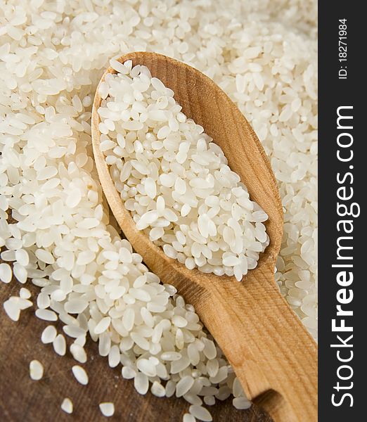 Rice grain in spoon