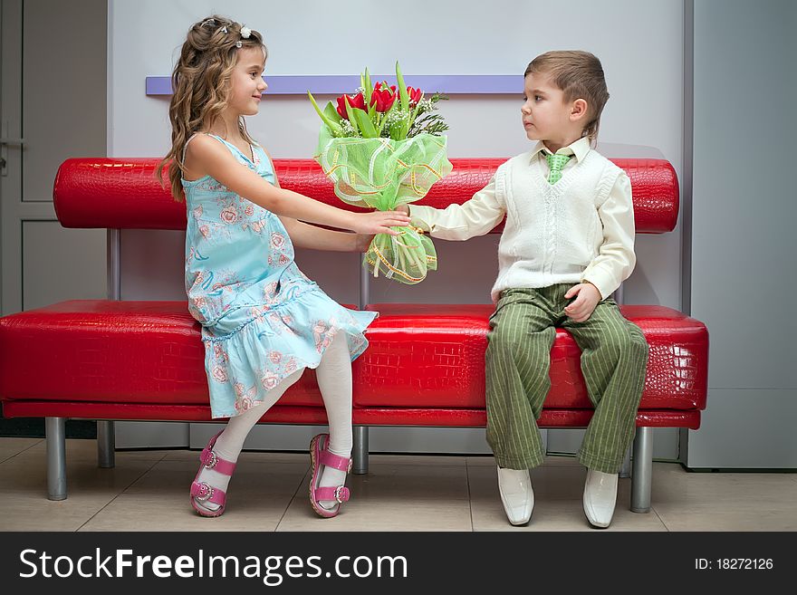 Funny boy and girl on the date. Funny boy and girl on the date