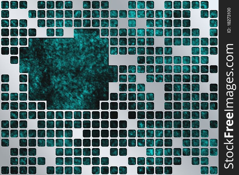 Abstract dark turquoise background with metal grid layer and place for adding your own text. Abstract dark turquoise background with metal grid layer and place for adding your own text