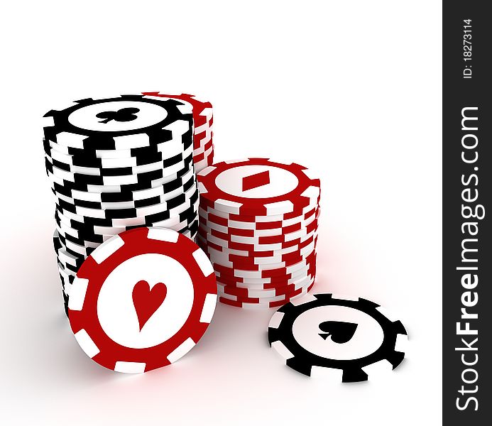 Gambling chips on white background