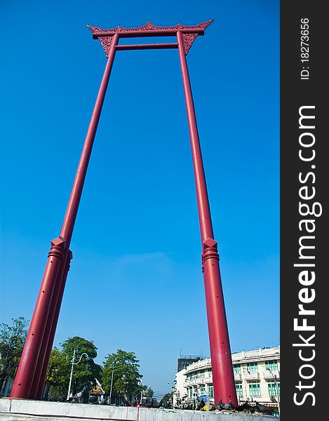 The Giant Swing is a religious structure in Bangkok