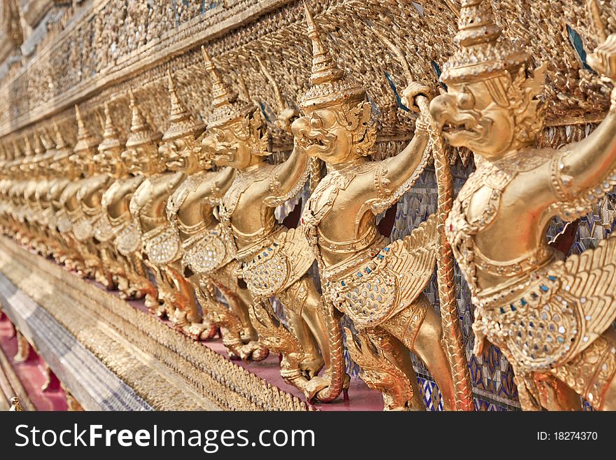 Golden Garuda at Grand Palace and Emerald Buddha Temple, tourist destination in Bangkok, Thailand