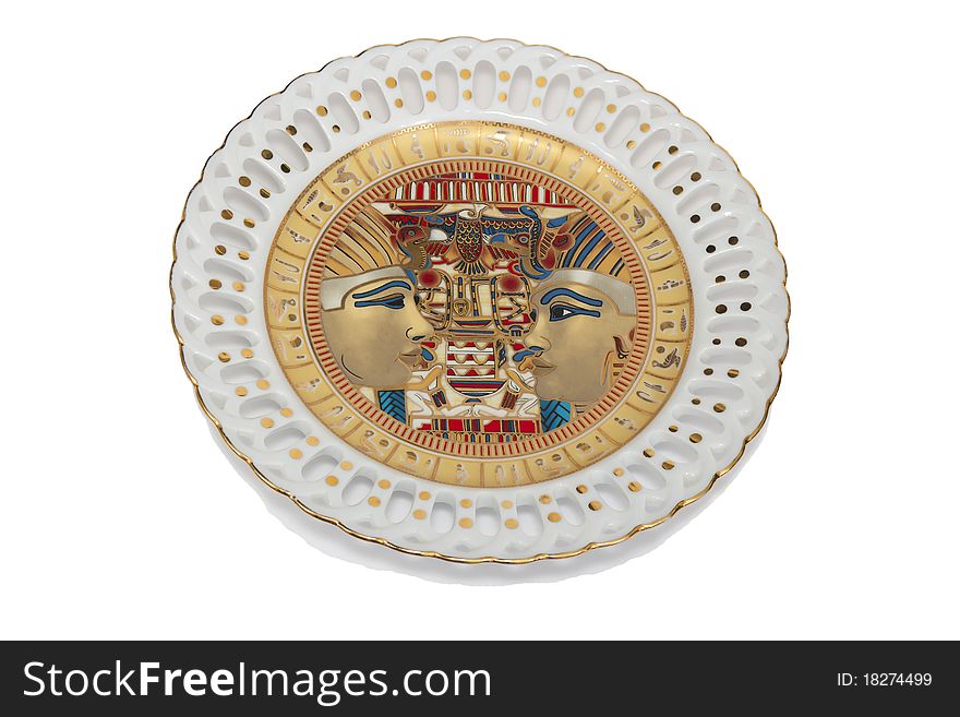 The Egyptian plate isolated on a white background